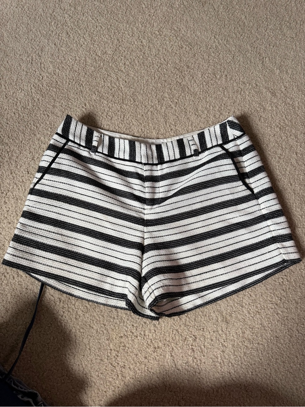 Elle Black & White High Waist Striped Shorts